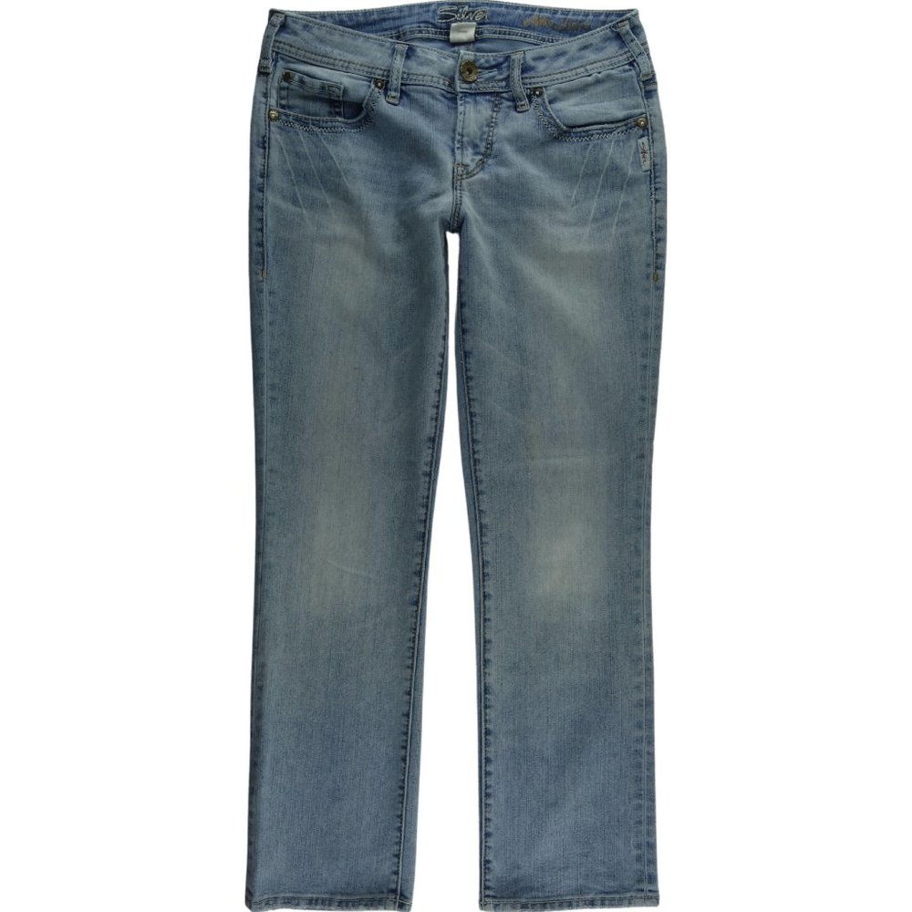 Silver Aiko Flood Straight Jeans Women's 28 Stretch Low Rise B349